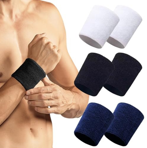 3 Paia di Braccialetti Sportivi Fitness, Braccialetti Elastici, Braccialetti Sportivi Antisudore per Uomini e Donne, Braccialetti Antisudore per Calcio, Basket, Corsa e Sport di Atletica Leggera