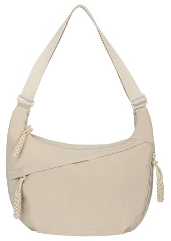 Valleycomfy Halbmond Crossbody Bag Nylon Groß Crossbody Bag Hobo Tasche Schultertasche Half Moon Bag Slouchy Bag mit Reißverschluss (Weiß)