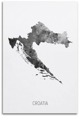 Reiseposter, Motiv: Kroatien, Aquarellkarte, Nr. 2, Poster, dekoratives Gemälde, Leinwand, Wandposter und Kunstdruck, modernes Familienschlafzimmer, Dekoration, Poster, 30 x 45 cm