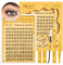 QUEWEL Extension Cils avec cils inférieurs pour un look naturel Kit extension cils vaporeux Grappes de 10-18 mm faciles à utiliser pour un maquillage des yeux charmant à la maison (Bottom&Upper04)
