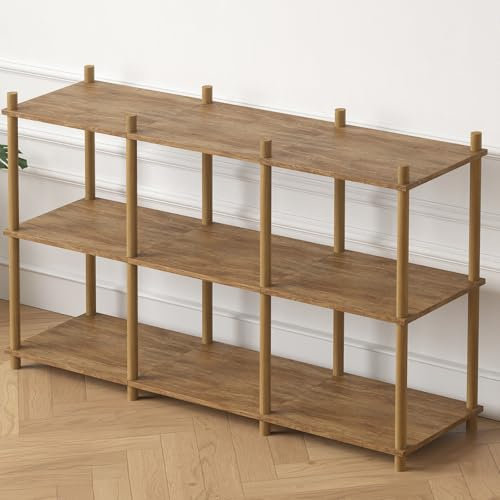 YGYQZ Bookcase Unit, 6 Cube Storage Unit Bookshelf, Rustic Brown Display Unit Low Bookshelf Wide Open Shelves for Living Room, Bedroom and Home Office 120x30x71 Cm Rustic Brown