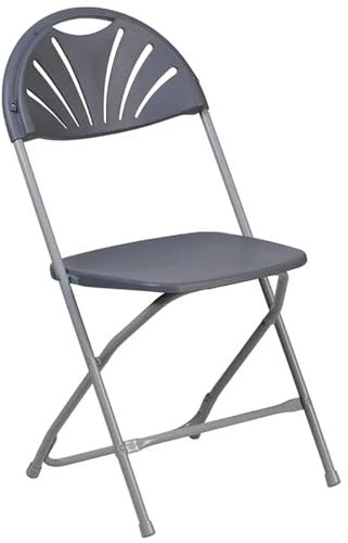 EKalgretrA Folding Chairs Indoor 10 Garden Outdoor Portable White Plastic Resin Fan Back Folding Chair For Wedding Party Events(Gray)