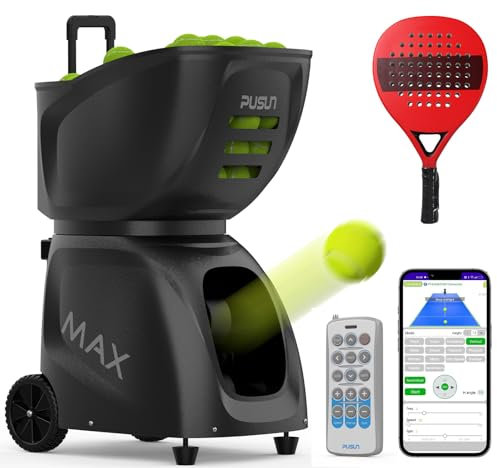 PT-MAX C - Máquina profesional de pelotas de pádel - Lanzador de pelotas automático portátil con control de aplicación inteligente | Perfecto para práctica en solitario, entrenamiento de club y
