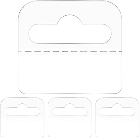 JIYIN 200 Stück Eurolochaufhänger Selbstklebend, 4,5 x 3,5 cm Durchsichtige Aufhängelaschen Hängen Tabs Transparente Aufhänger Mit Schlitz Löchern Display Hang Tags Transparente für Laden Einzelh