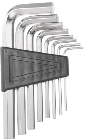sourcing map 8pcs Hex Key Wrench Set 1.5/2/2.5/3/4/5/6/8mm 45# Steel L-Shape Hexagon Metric Wrenches Repairing Tool for Home DIY Bike Motorcycle Repair