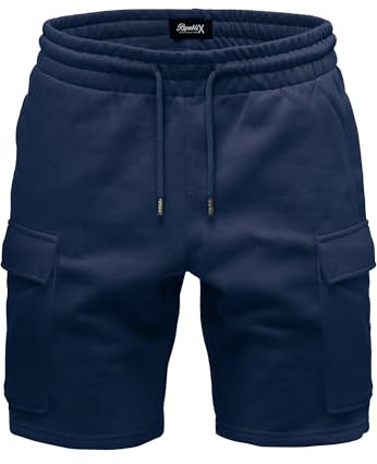 REPUBLIX Herren Cargoshort Männer Kurze Bermuda Sweat Hose Regular Fit R8007 Navyblau 3XL