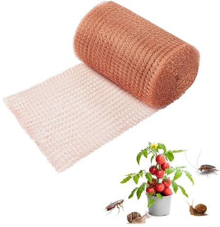 KUIRUNRX® Schneckenzaun Kupferdraht Kupfernetz Gegen Schnecken, Schneckenfalle Garten Für Anti Schneckenstopp, Kupfernetz Mesh Rolle Pflanzenschutz für Haus und Garten, 12.7cmx9m