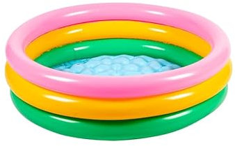Ma Maison Piscine gonflable ronde 148 x 36 cm 3 anneaux pour enfants – jeu d'été, piscine, jardin, résistant, doux, natation, été, jouer, amusement, épaisseur 0,20 mm Pvc