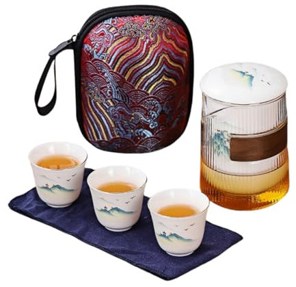 HUMOCHUSON Set Di Tazze Da Tè Kung Fu Da Campeggio E Da Viaggio Portatile All'Aperto - Uccello Di Montagna