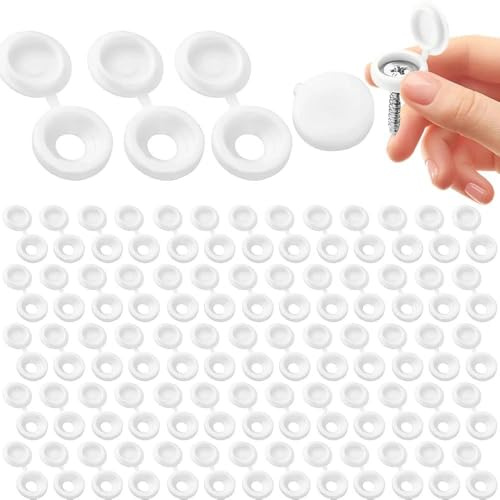 170 PCS Cache Vis Blanc - Cache Écrou Universel pour Meuble, Placard, Étagère, Protection Anti-Rayures, Cache Trou