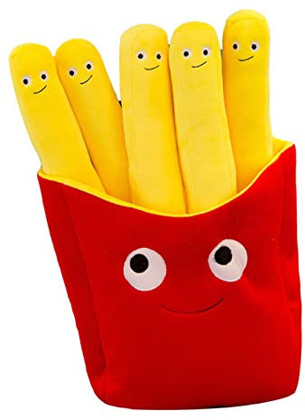 Plüschtier Burger Pommes,Cartoon Simulation Pizza Pommes,Lustiges Essen gefülltes burgerpommes Plüschkissen,Photography Props Home Decoration Festival Decor, Removable Plush Pillow (30cm,Pommes)