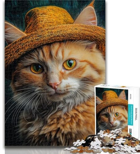 1000 Teile für Erwachsene, Der Kater mit dem Hut, 1000 Teile Puzzle für Erwachsene und Teenager, Familienspiele, Weihnachts- und Geburtstagsgeschenke, 26x38cm