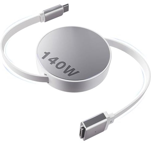 Hugener Cavo retrattile magnetico 3 USB-C da 5,4 m per M4/M3/M2 MacBook Air e Pro Charger, 140 W Safe 3 cavo per MacBook Air (13/15 2025/2024/2023/2022), Pro (16/14 2024/2023/2023/2022), Pro (16