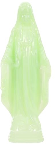 DIYEAH Leuchtende Kleine Mutter Maria Statue aus Kunststoff mit Stabilem Flachem Boden Religiöse Home Decor Figur Maria Mutter Gottes für Heim und Kirche Grünlich Leuchtend im Dunkeln