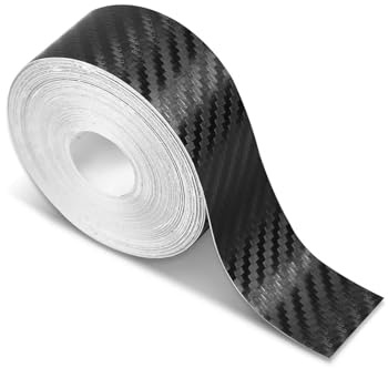 Ruban adhésif en fibre de carbone noir pour portière de voiture - Protecteur de bord de portière et rétroviseur latéral - Anti-rayures - Bande anti-collision - Film protecteur étanche - Largeur : 3 cm