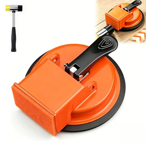 Floor Gap Fixer Tool Laminate Flooring Tools Suction Cup Plank Repair | Heavy Duty Metal Construction, Rubber Hammer Included for Home Flooring Repair, DIY Installation
