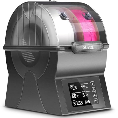 Essiccatore per Filamenti 3D, Doppio Spool, Riscaldamento PTC 150W, Temperatura Massima 70°C, Display LCD
