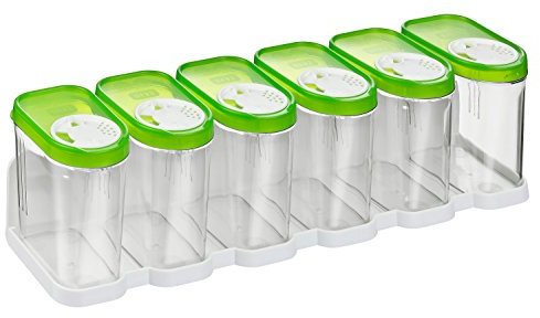 Kigima Schüttdosen 0,25L 6er Set Grün – Vorratsdosen mit Deckel luftdicht – Schüttdose für Gewürze & Lebensmittel – Frischhaltedosen mit Deckel – Aufbewahrungsbox mit Schüttfunktion – Made in Austria