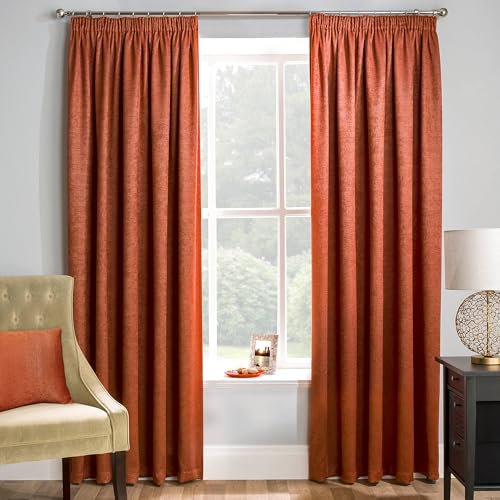 Enhanced Living Matrix Orange Curtains for Living Room - 66x90 inch (168x229 cm) - Tape Top Noise Reducing Thermal Curtains for Bedroom - 2 x Curtain Panels