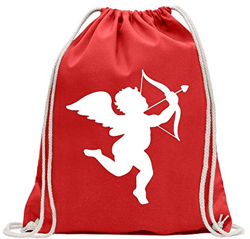 Kiwistar - Turnbeutel - rot - Engel Profil - Liebesengel - Amor - Fun Rucksack Sport Beutel Gymsack Baumwolle mit Ziehgurt