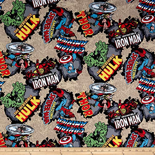 Springs Textiles Marvel Comics Cotton Comic Burst Fabric, Red, Fabric By The Yard