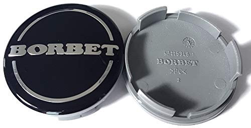 1x Original Borbet Felgendeckel 5348 | Nabendeckel Nabenkappe Schwarz Glanz Silber Center Cap 56mm 55mm