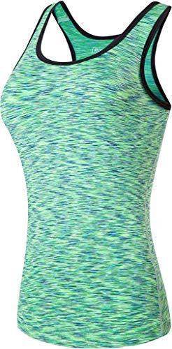 jeansian Damen Running Tights Exercise Training Fitness Yoga Weste Tank Top SWT241 Green S