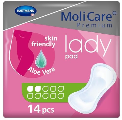 MoliCare Premium lady pad, Inkontinenz-Einlage für Frauen bei Blasenschwäche, Aloe Vera, 2 Tropfen, 1x14 Stück