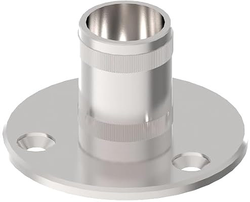 Sellon24® Flangia di ancoraggio a pavimento in acciaio inox, per tubo rotondo, per tubo flangiato, supporto da pavimento, piastra di ancoraggio Ø 42,4 mm, per ringhiera