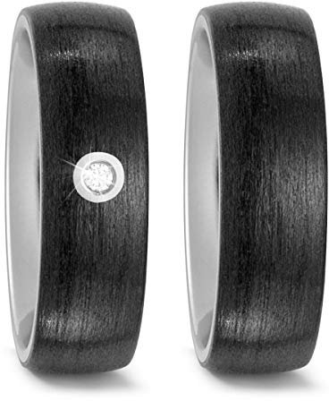Titanfactory Titan Trauringe 52483 mit Carbon 1 Brillant ges. 0.03 ct. w/si