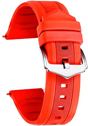 BINLUN Silicone Watch Straps 12mm-28mm Replacement Rubber Watch Bands Waterproof Sport Watchbands for Women Men (White/Red/Black/Blue/Orange/Green/Grey) (Red,28mm)