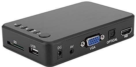 ASHATA Lettore multimediale HDMI, Mini Lettore multimediale Digitale HDMI Ultra HD 1080P 4K con Adattatore e Telecomando per -MKV/RM- MMC unità USB e schede SD Car HD Player (Nero)(EU)