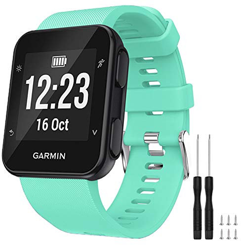 TopPerfekt Armband kompatibel mit Garmin Forerunner 35, weiches Silikon Ersatz-Uhrenarmband für Garmin Forerunner 35 Smart Watch, passend für 130-230 mm Handgelenk (Teegrün)