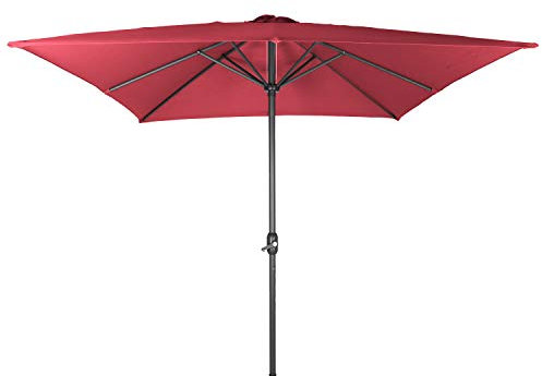 Mojawo Sonnenschutz Kurbelschirm Rechteck Marktschirm Gartenschirm Sonnenschirm Aluminium Schirm 3m x 2m, Farben:Burgunderrot