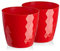 Tymar Pot de Fleurs, Pot de Plantes en Plastique, Lot de 2, Forme Ronde, Cache-Pot (14 cm, Rouge)