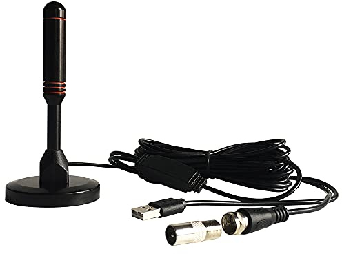 DollaTek Antena de Base de Ventosa amplificada Digital HDTV para Interiores, Compatible con 4K HD VHF UHF con Amplificador de señal de Amplificador de Interruptor