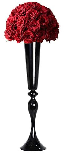 Vielseitige Metall-Hochzeitsdekoration, Vase, Trompete, Straße, Leine für Party, Abendessen, Jahrestag, Zeremonie, Geburtstag, Veranstaltung, Hotel, Dekoration, WEPDIY (schwarz, 73.7 cm)