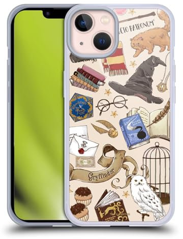 Head Case Designs Offizielle Harry Potter Hogwarts Muster Deathly Hallows XXXVII Soft Gel Handyhülle Hülle kompatibel mit Apple iPhone 13