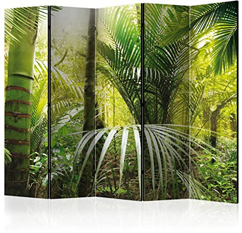 murando Akusticher Raumteiler Natur 225x172 cm beidseitig auf Vlies-Leinwand Bedruckt Trennwand Spanische Wand Sichtschutz Raumtrenner Design Dschungel Bambus Palmen b-B-0033-z-c