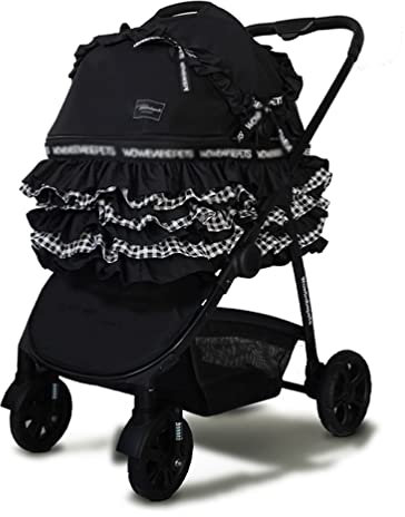 Pet Stroller Princess Style Deluxe Pet Stroller - Capacity 15kg - Folding Cat & Dog Travel Cart - Portable Pet Jogging Stroller