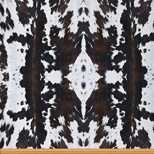 Loussiesd Kuhfell Möbelstoff Meterware Kuhfell Dekorationsstoff im Landhausstil für Polsterung und Heimwerkerprojekte rustikales Tierhaar wasserdichter Outdoor Stoff 460x150cm weiß braun