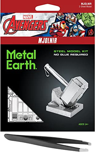 Metal Earth Fascinations Marvel Mjolnir Thors Hammer 3D Metall Modellbausatz Bundle mit Pinzette