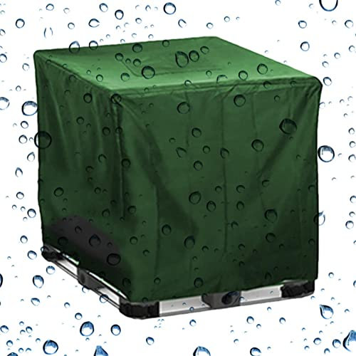cottonwood IBC Behälterabdeckung für 1000L | Heavy Duty IBC Regentonnenabdeckung für 275 Gallonen 1000L IBC Tankcontainer,Sonnenschirm wasserdichte Schutzhaube Schutzhülle Ton Barrel Zubehör (48 x 40
