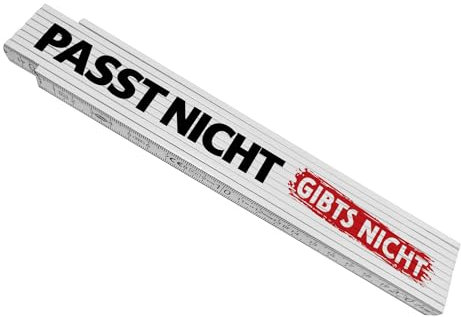 Passt nicht gibts nicht Meterstab aus Holz Witziger Zollstock bedruckt mit bekanntem Handwerkerspruch Geschenk für Männer Maßstab Zollstab Meter Gliedermaßstab