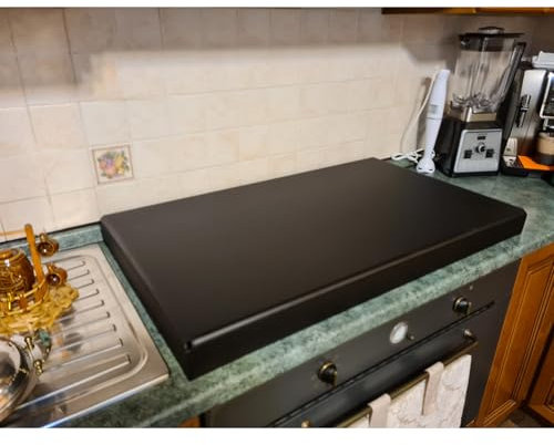 Coprifornelli copri fornelli copertura piano cottura protezione in Plexiglass TRASPARENTE e COLORATO - Versione CLASSICA - Per tutte le misure (77x55, Nero satinato)