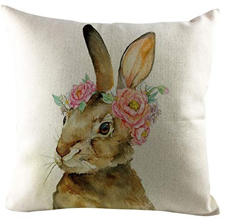 Kissenbezug Ostern Osterdeko Ostereier Häschen Kissenhülle Kissenbezug Dekokissen Cases Ostern Deko Sofa Kissen 45x45cm, Dekorative Kissenhülle für Zierkissenhülle Schlafzimmer Sofa (D-I, 1pc)