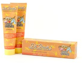 Dr. Bauer's Lovely Friends Zahnpasta Flamingo, Glitzer-Figuren, 2x90ml | Vegane Zahnpflege mit Fluorid gegen Karies, Glitzer-Tierfiguren lösen sich beim Putzen auf