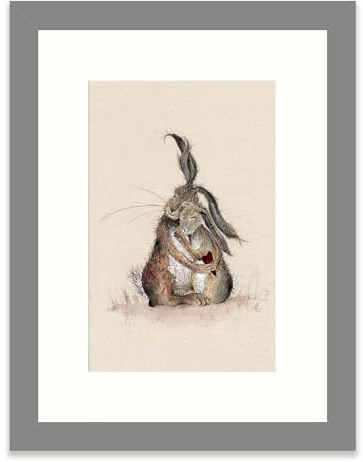 Artko Sarah Reilly Kunstdruck mit Tiermotiv Hares My Heart, zeitgenössisches Tierkunstwerk, fertig zum Aufhängen, Heimdekoration, 43,5 x 33,5 cm