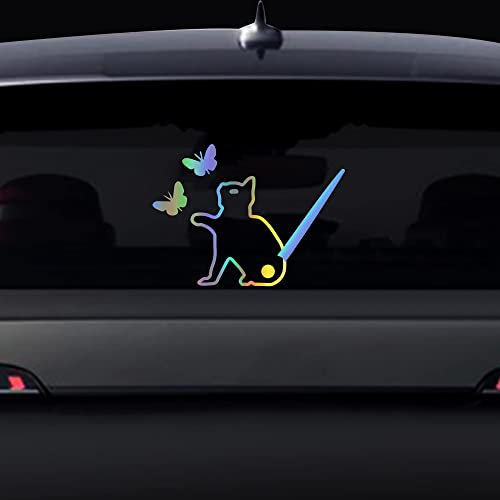 Nouiroy Heckscheiben-Aufkleber für Hunde- und Katzen-Wischer, lustig, für Welpen und Kätzchen, winkender Schwanz, Aufkleber, Auto, Heckscheibe, (Katze, Schmetterling)