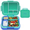 Caperci Bento Box für Kinder - Große 4,8 Tassen Lunchbox mit Zwei modularen Behältern - 4 Fächer, auslaufsicher, tragbarer Griff, mikrowellen-/spülmaschinenfest, BPA-frei (Dschungelgrün/Blau)